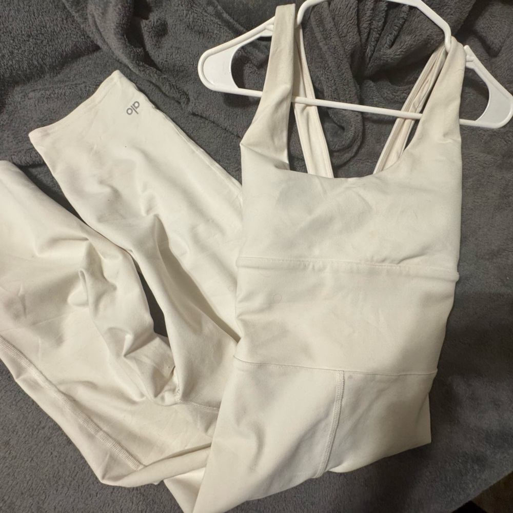ALO Yoga Cream Jumpsuit and Pants Set